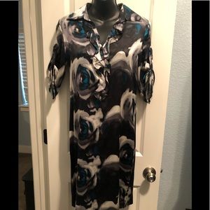 Silk ruffle shirt dress